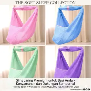 Ayunan Kelambu untuk Bayi Pelindun - Sling Jaring Premium Kenyamanan dan Dukungan Sempurna - 4 Warna Lucu Merah Muda Biru Tua Hijau Pastel Ungu