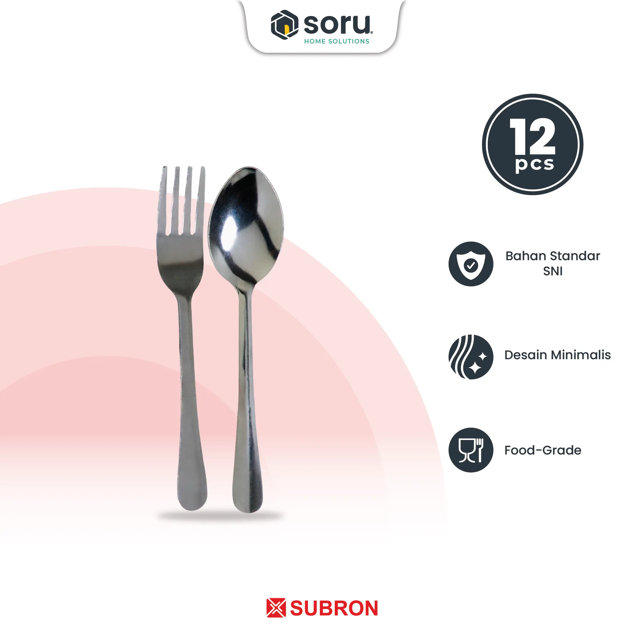 SORU - Sendok Garpu Alat Makan Set 12 pcs - Spoon Fork Stainless Steel - SUBRON