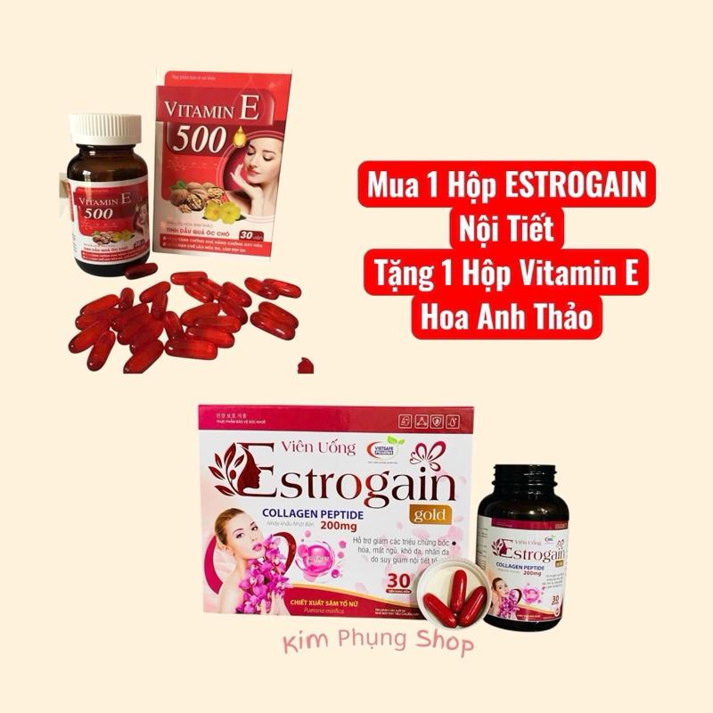    TẶNG 1 HỘP VITAMIN E HOA ANH THẢO   VIÊN UỐNG ESTROGAIN GOLD CHIẾT XUẤT SÂM TỐ NỮ HỔ TRỢ NỘI TIẾT,ĐẸP DA,KHÔ HẠN 