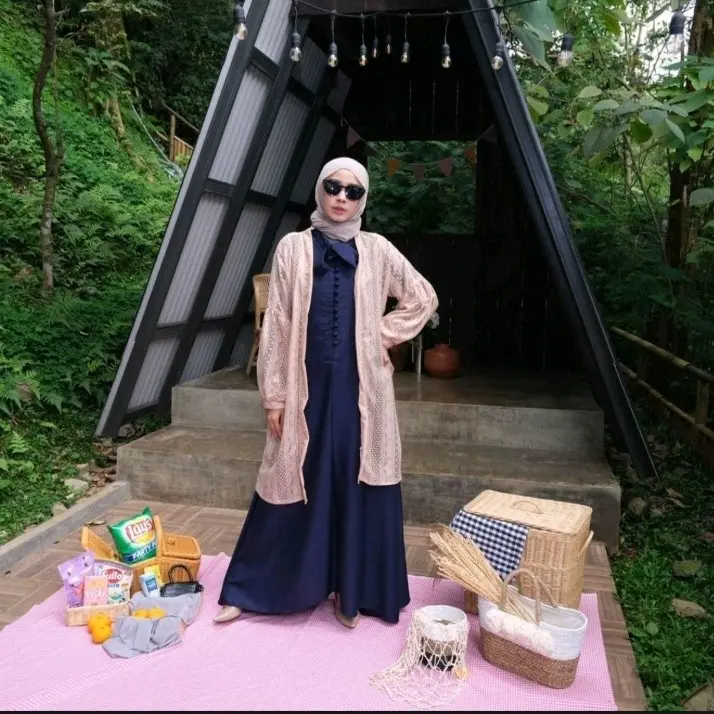 CARDIGAN BRUKAT BONUS SABUK Kardigan Panjang Wanita Muslim Outer Balon kondangan brokat Korean 8