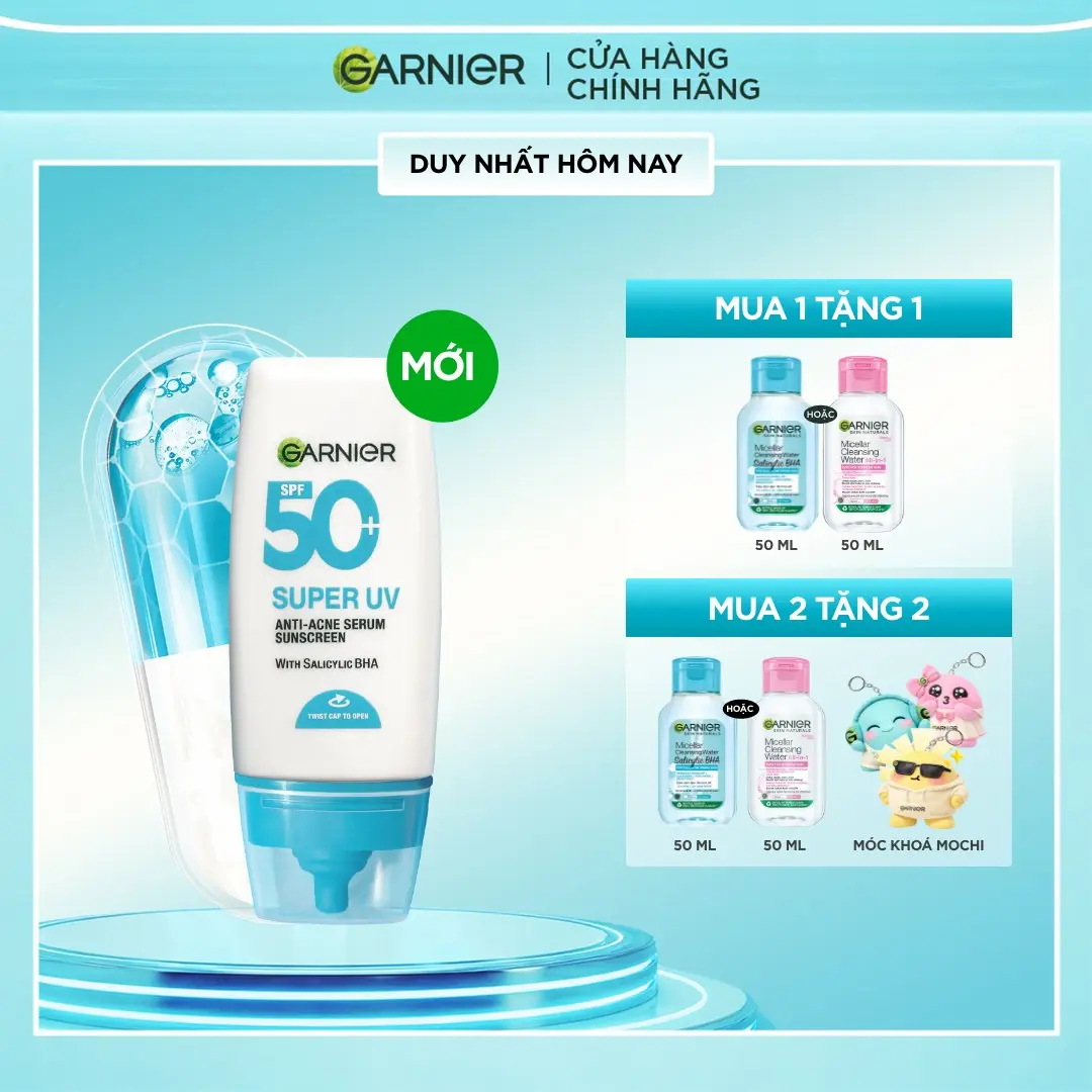 Kem Chống Nắng Garnier Phổ Rộng Kiềm Dầu Đến 12H & Hỗ Trợ Giảm Mụn SPF 50+PA++++ 30ML