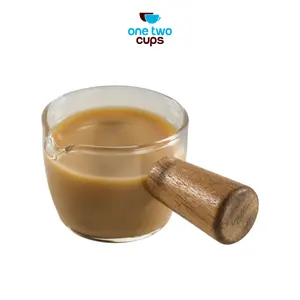 One Two Cups Gelas Milk Jug Handle Kayu Kopi Latte Art S10
