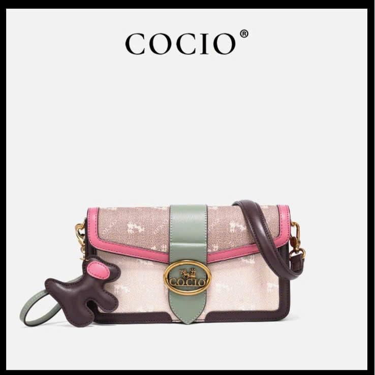 (Full Box) CC020 - Túi Đeo Vai Nữ Mini COCO Chính Hãng – Phối Màu Pastel Sang Chảnh – Charm Hình Chó Da Độc Quyền – Form Chữ Nhật Hàn Quốc Hot Trend 2025