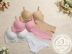 br6060a,b,c *3 conjuntos de ropa interior: variedad de colores y tallas para tu comodidad y estilo copa a,b,c   ideal para hacer un regalo o consentirte a ti misma. brst6060 a,b,c,