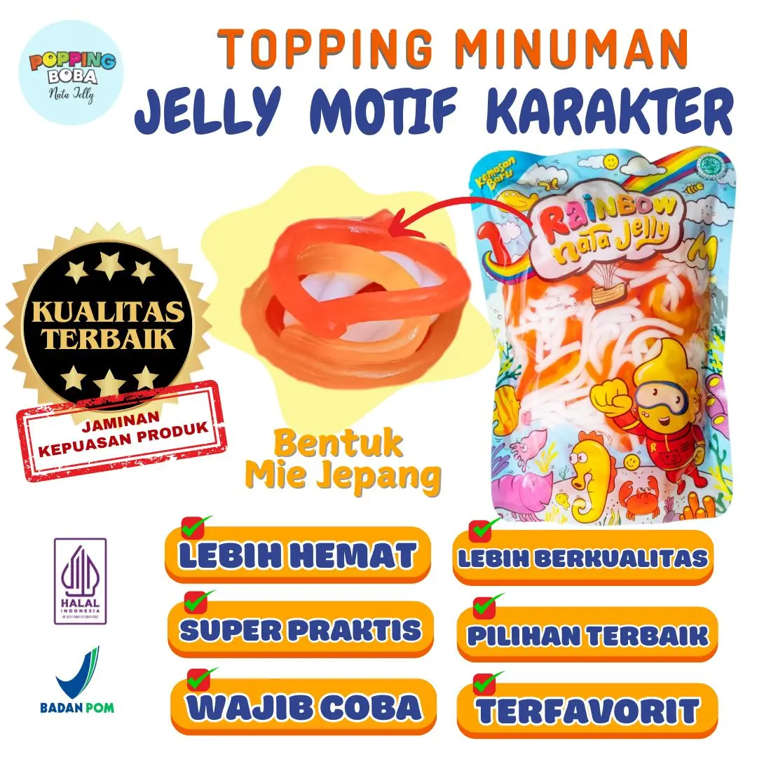 Jelly Motif Karakter Topping Minuman - Jelly Bentuk Mie Jepang Cocok Untuk Semua Minuman | Popping Boba Meletus Pecah Dimulut Nata Jelly