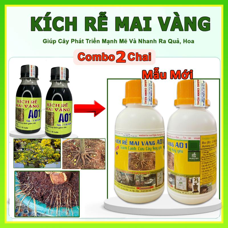 Combo 2 Kích Rễ Mai Vàng A01 Phân Bón Đậm Đặc Kích Rễ Cây Mai Vàng và Bonsai Cây Kiểng Các Loại