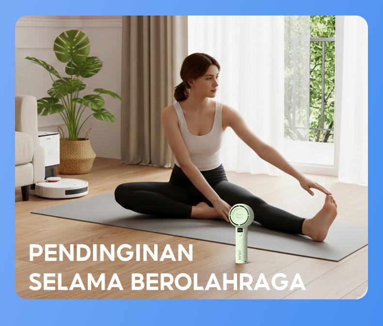 JISJIA Kipas Angin Mini A2 5-Speed 1200mAh LED Display Baterai Lithium USB Type-C Portabel Ringan untuk Tangan dan Desktop