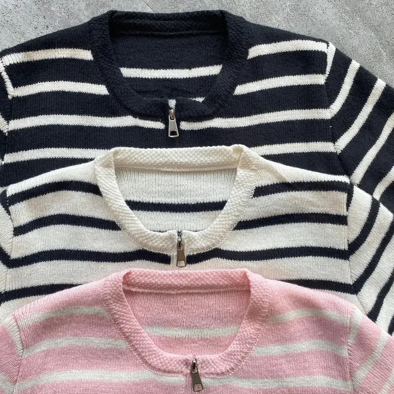 Baju Rajut Wanita Strip Terbaru Lengan Panjang - Atasan 8