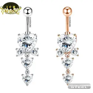 ICH Anting Pusar Zircon Love / Belly Piercing Love Permata Stainles Stell / Belly Piercing Aesthetic