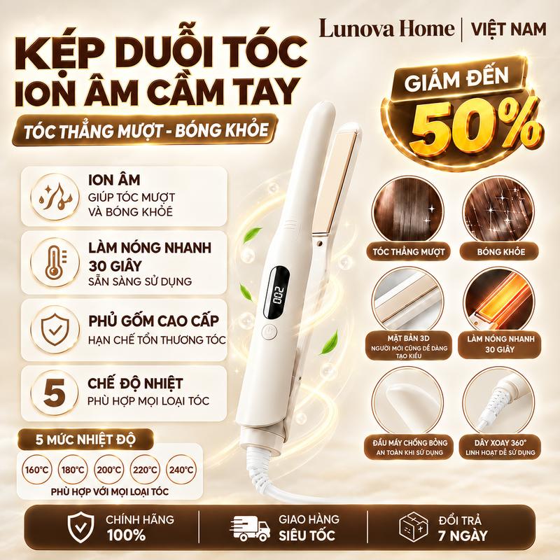 Kẹp Duỗi Tóc Mini 2in1 Ion Âm Tạo Kiểu Nam - Nữ Cao Cấp_PLICK