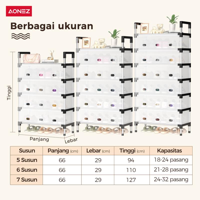 Product Introduction of 【30Hari Garansi】Aonez Rak sepatu dan topi anti debu Rak Gantungan Baju Stand Hanger Rak Sepatu Penyimpanan Jaket Topi Rak Jemuran Baju Rak Sepatu Sandal Rak 8