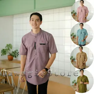 Baju Koko Kurta Lengan Pendek Terbaru 2025 Warna Best Seller Toyobo Fodu Premium Size M-L-XL-XXL 100% Kain Katun Berserat Serap Keringat