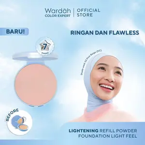 HEMAT WARDAH Refill TWC Lightening Powder Foundation Light Feel 12g Two Way Cake Bedak Padat Ringan Glowing Tahan Lama Matte dengan Niacinamide Powder Compact Cushion untuk Skin Cerah Blur Tahan Lama All Skin Type - Makeup