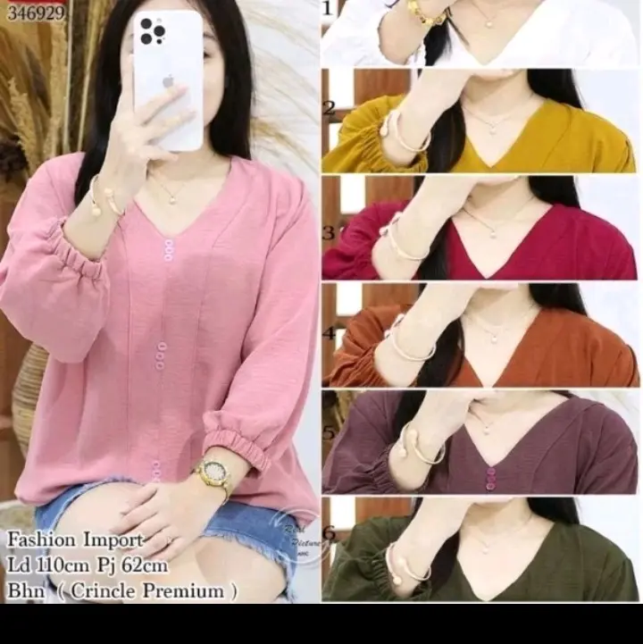 Justic blouse crinkle airflow//kancing variasi 0
