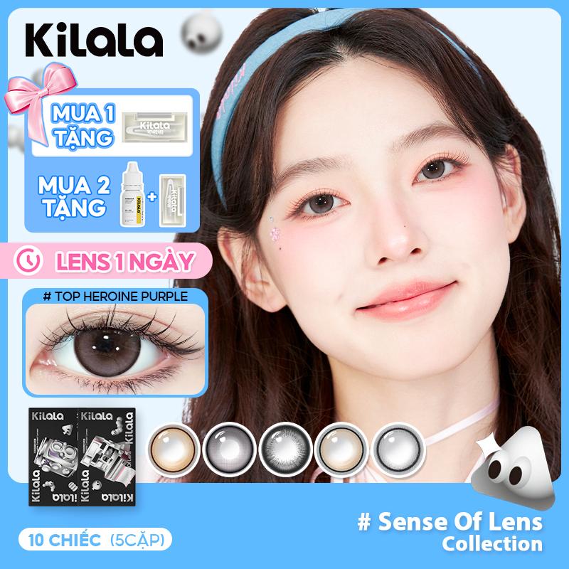 10 chiếc kính áp tròng Kilala LENS 1 NGÀY màu Đen Nâu Xám Tím DIA 14.0-14.5mm độ cận 0-7 lens êm mềm màu sắc trong trẻo dịu dàng thích hợp nhiều phong cách makeup 10 chiếc