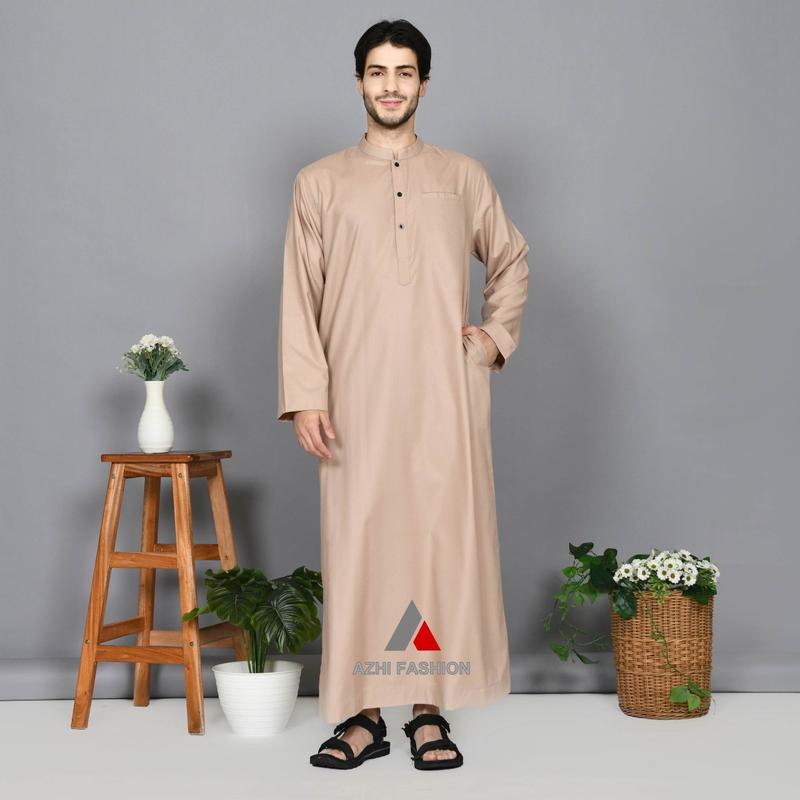 Product Introduction of Jubah Pria Dewasa Lengan Panjang Polos Toyobo Gamis Muslim Katun Hitam 10