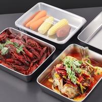 Gambar COD【Food box】6pcsnampan Stainless Steel Kotak Sayuran Piring Dingin Piring Persegi Piring Sayuran Rebus Piring Leher Bebek Bawah Datar Piring Kukus Tebal Piring Serba Guna Keranjang Saringan Pengering Sayur Container Kulkas - 【6.item setnampan sus +tutup】+Centong dari LYBH OFFICIAL STORE Kab. Tangerang 4 Tokopedia