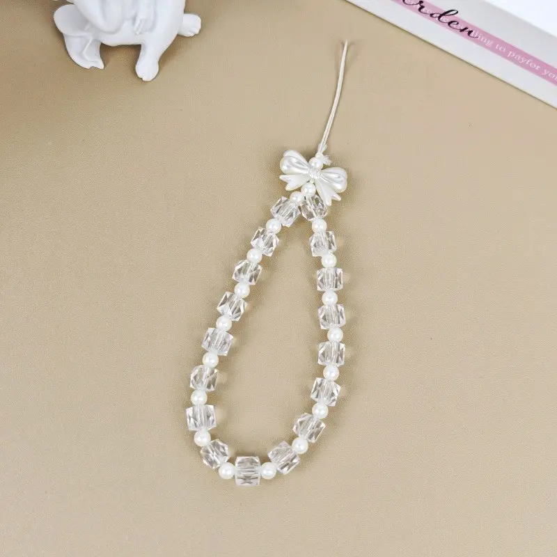 Tali Lanyard Hp Gantungan Hape PhoneStrap Manik Pita Aesthetic Simple Bening Simple Cantik Fashion PhoneCharm PhoneStrap 6