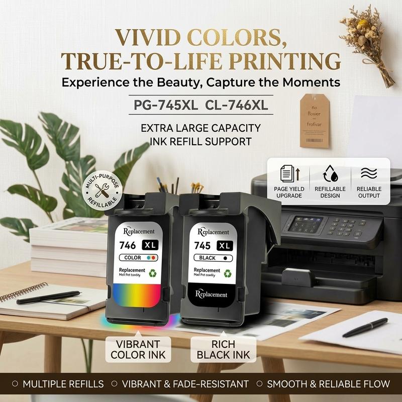 Bộ mực cartridge cao cấp sáng tạo 745XL & call 746XL (đen + màu), tương thích với TS307 và MG2570S