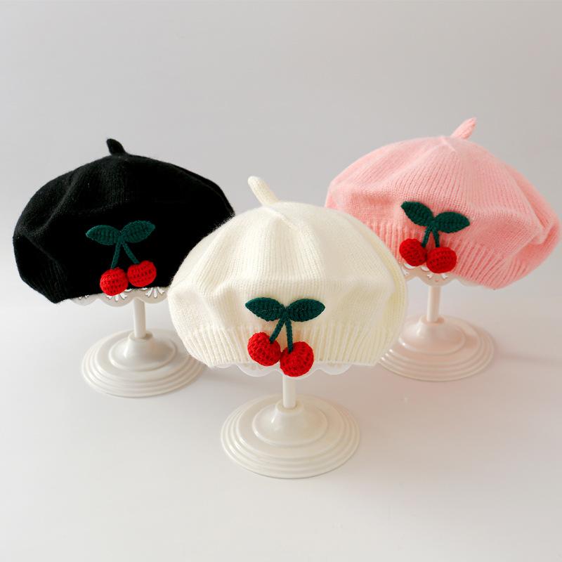 Mũ Nồi Thiết Kế Em Bé Anh Đào Dệt Kim Ấm Áp Mùa Thu Đông Dành Cho Trẻ Em Và Bé Gái Màu Trơn Thích Hợp Cho Nghệ Sĩ Và Họa Sĩ Mũ Len