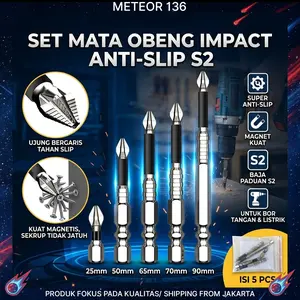 Set 5 Pcs Phillips Bit Magnet Kuat Anti Slip Kekerasan Tinggi Bor Tangan Baja Wolfram Obeng Listrik Perkakas Set