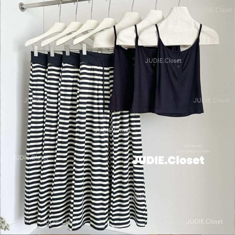 HÀNG QCCC L1 - Quần Kẻ Ống Rộng Nữ Bản Cạp Cao Tăm Len Mongtoghi Cao Cấp L1 - JUDIE.Closet