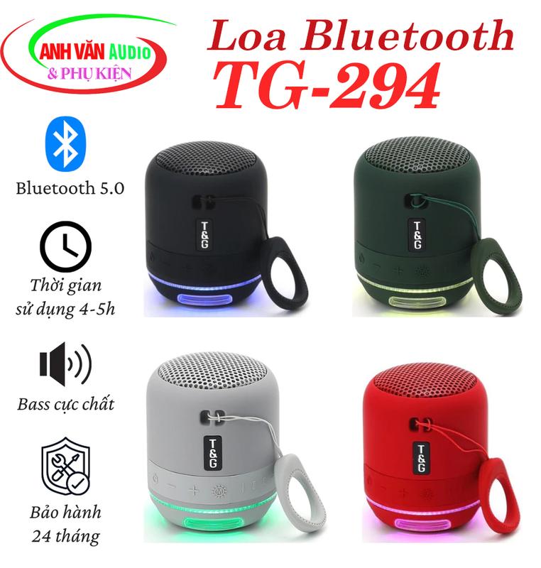 Anh Vân Audio Loa Bluetooth TG-294 Âm Thanh Box Stereo Bass Mạnh Hiệu Ứng Đèn Led Nhỏ Gọn TF USB AUX Kết Nối Laptop PC Bluetooth 5.1 Pin 1000mAh Thời Gian Phát 5H