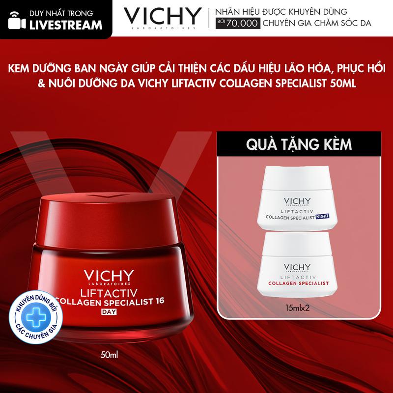   VICHY  KEM DƯỠNG BAN NGÀY GIÚP CẢI THIỆN CÁC DẤU HIỆU LÃO HÓA VICHY LIFTACTIV COLLAGEN SPECIALIST 50ML 