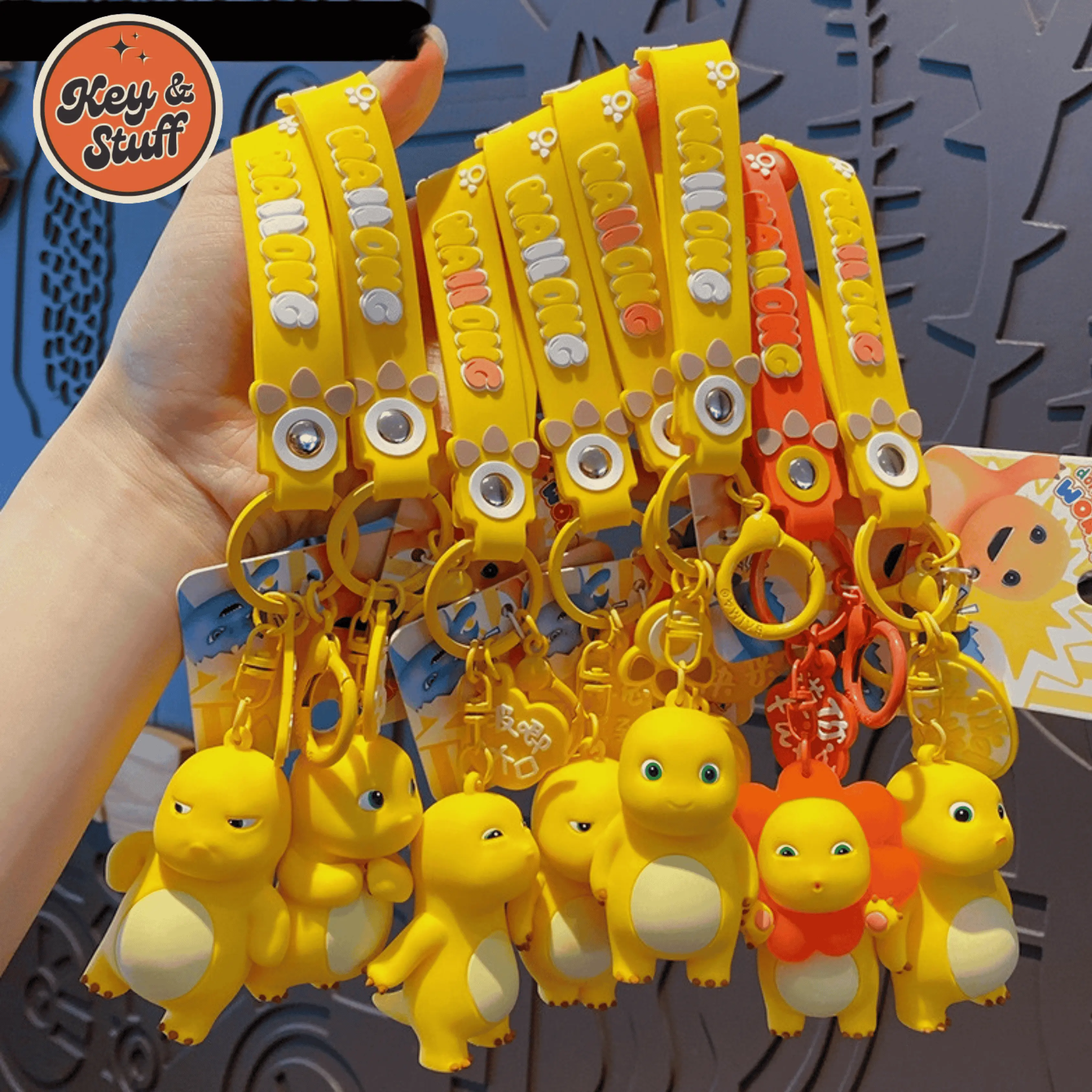 Mainan Anak Dewasa Ganci Gantungan Kunci Nailong Yellow Dino Dragon Keychain Nai Long Aksesoris Lucu