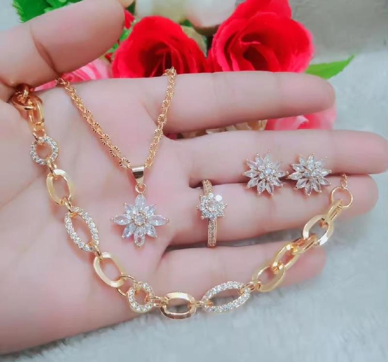 Product Introduction of PERHIASAN SET WANITA MOTIF BUNGA CANTIK FULL PERMATA MEWAH DAN ELEGAN TERBARU 2