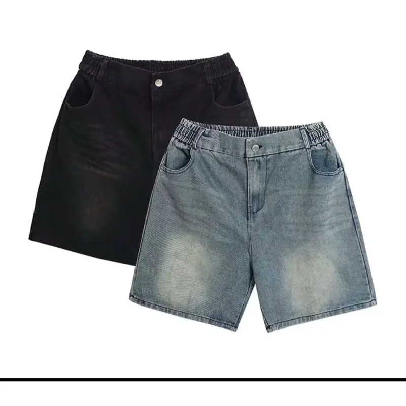 ( Bigsize 45-120kg)  Combo 2 Quần short Jean nam, quần short bò cạp khuy lưng chun vải jean mềm 6