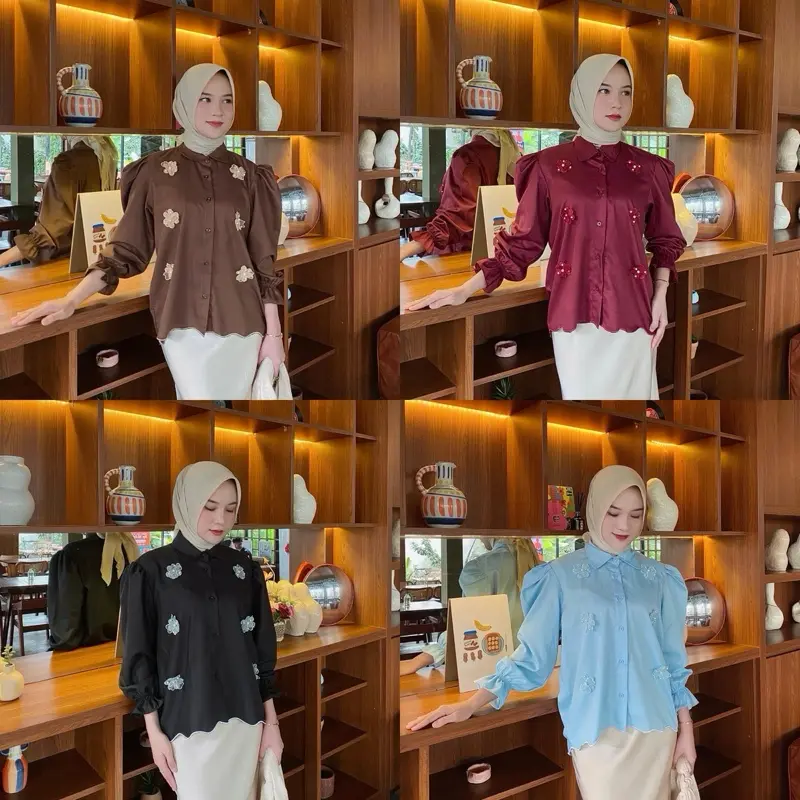 TWINNY WEAR - RAINA BLOUSE | BORDIR PREMIUM BUNGA KANCING