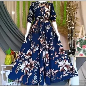 TERLARIS!! Gamis monalisa motif bunga kaerina maxxi bussui frendly pollycoton premium Gamis wanita muslimah