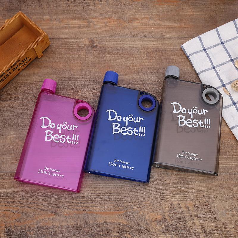 Product Introduction of Creative Square Book Water Bottle Ring Water Bottle Notebook Water Bottle Clear Plastic Cup Outdoor Portable Flat Water Cup 9