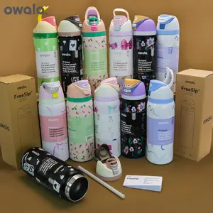 Freesip 24oz/32oz ( 709ml dan 946ml )tahan panas dingin diatas 12 jam insulated steel 304- BROWN BOX