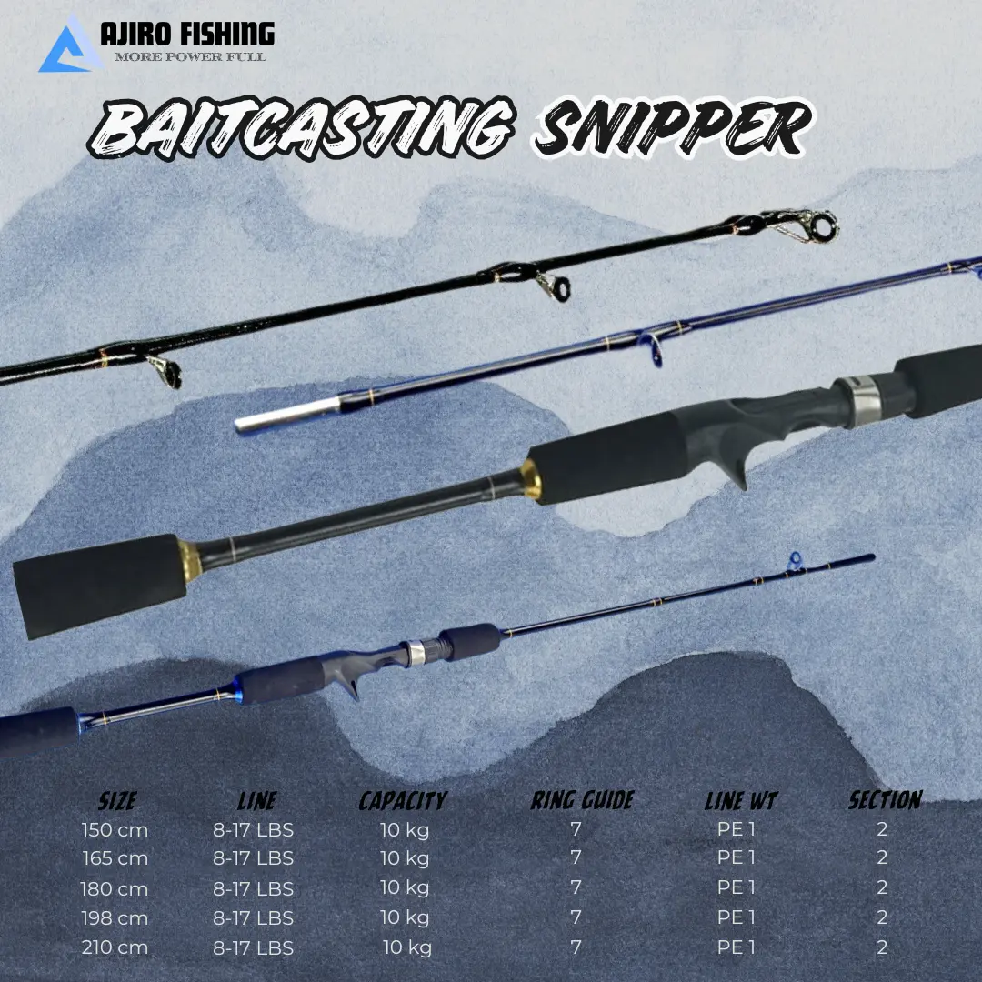 JORAN PANCING BAITCASTING FIBER SOLID DRAG 10 KG AJIRO SNIPER MEDIUM LENTUR 150 165 180 198 210 CM