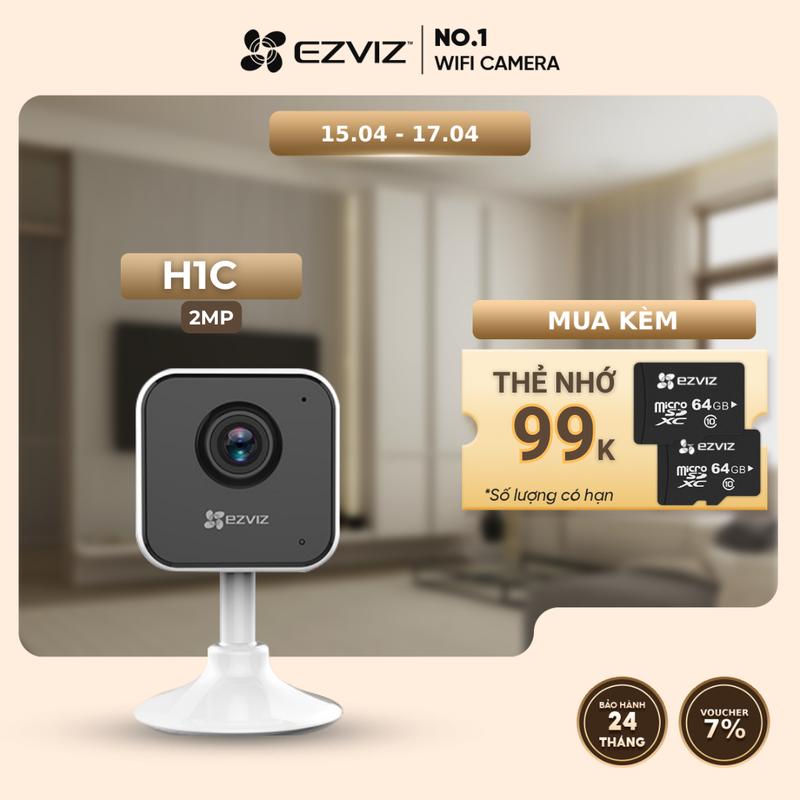 Camera Trong Nhà H1C 2MP (1080P) EZVIZ, Cố Định ko Xoay, Dùng Đế Nam Châm, Đàm Thoại 2 Chiều, Phát Hiện Chuyển Động, Báo Động Bằng Còi Hú, Tầm Nhìn Ban Đêm Bằng Đèn Hồng Ngoại, Chế Độ Ngủ Riêng Tư, Wifi 2.4Ghz