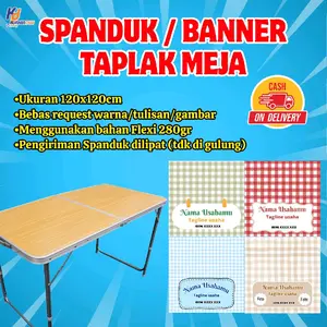 SPANDUK/BANNER TAPLAK MEJA VIRAL | MEJA LIPAT JUALAN | COD