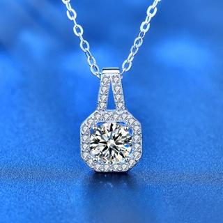 Kalung Modis moissanite 1ct berlian Moissanite desain persegi 5