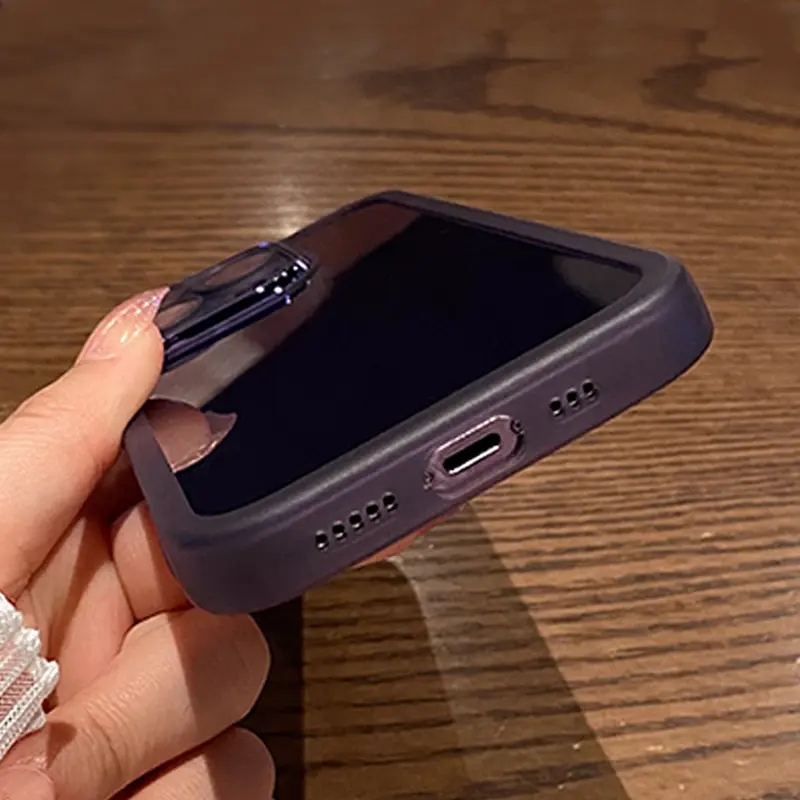 Ốp Lưng iPhone, Thiết Kế Đơn Giản, Màu Xanh Dương Trong Suốt, Ốp Mềm, Có Màng Bảo Vệ Ống Kính Tích Hợp, Thích Hợp Cho iPhone 11, 12, 7Plus, 11Promax, 15Pro, 13Pro, 14, 11Pro, 16Promax Và 16 4