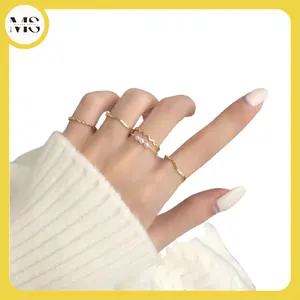 TMS  CC667 Cincin Perak Wanita 5 PCS H25 Cincin Wanita Cantik Aksesoris Fashion Wanita