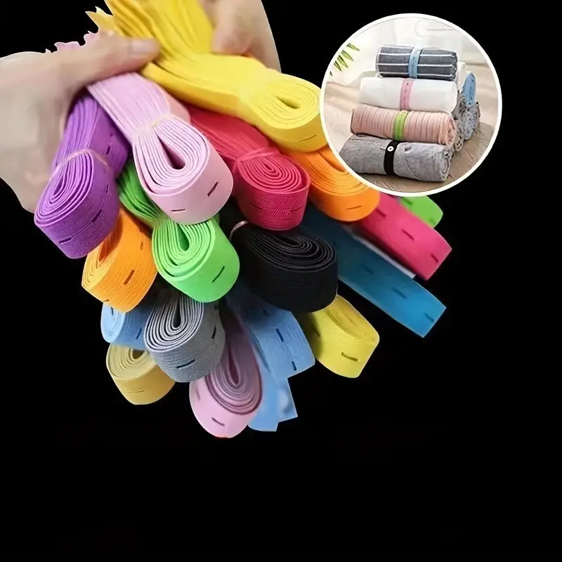 Dây đàn hồi, có nút, dây buộc Có Thể Co Giãn Dây buộc buộc, dây đeo lưu trữ quần áo cuộn, dây đeo lưu trữ quần áo Có Thể Điều Chỉnh với nút, tiết kiệm không gian hành lý du lịch, dụng cụ sắp xếp ngăn kéo và tủ quần áo 0