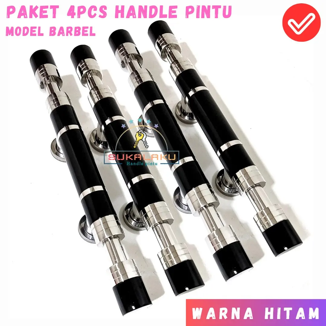 Paket 4pcs gagang pintu rumah mewah model barbel warna hitam minimalis