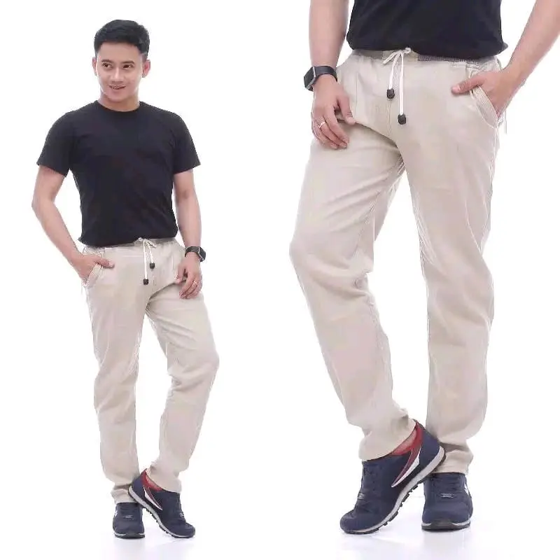 PROMO 50 RIBU DAPAT 2 PCS CELANA PANJANG CHINO CASUAL STREET PINGGANG KARET Stretch Pria 2