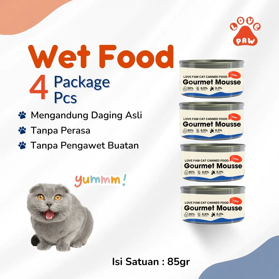 Makanan Basah Kucing 85 gr | Wet Food Makanan Kaleng Rasa Tuna Chicken Liver | Makanan Kalengan Nutrisi Bulu Cantik Mata Sehat Tulang Kuat dan Tambahan Vitamin Ikan