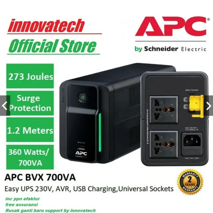 APC BVX700LUI-MS UPS 700VA 360W BVX700LUIMS BVX700 BVX700L EASY USB 0