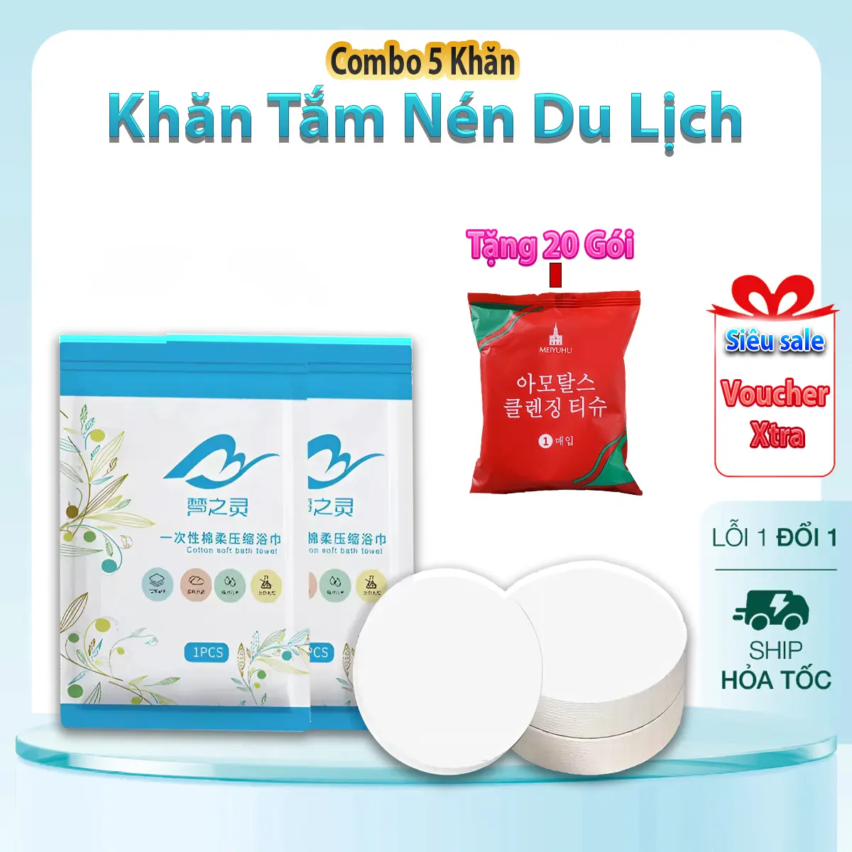 [Cobo 5 Tặng 20 ] Khăn Tắm Nén Du Lịch, Khăn Tắm Khổ Lớn 70 X 140 Cm Khử Trùng, Đảm Bảo Vệ Sinh Khi Đi Du Lịch, Dã Ngoại