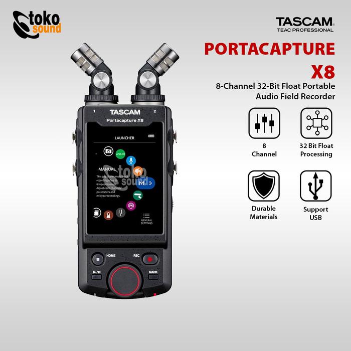 Gambar Tascam Portacapture X8 6-Input High-Res Adaptive Multitrack Recorder - Black  dari Tokosound Proaudio Kota Administrasi Jakarta Barat Tokopedia