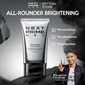 NEXTPRIME Brightening Facial Wash 100gr – Pembersih Wajah Pria Mencerahkan Kulit Mengontrol Minyak & Menghaluskan Tekstur Kulit Mengandung Niacinamide BHA & Kaolin untuk Kulit Segar Tanpa Kusam & Minyak Berlebih Cocok untuk Semua Jenis Kulit