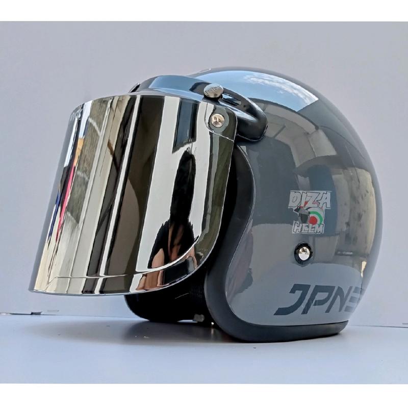 Helm Bogo JPN Abu lava Metalic Kaca Cembung 2